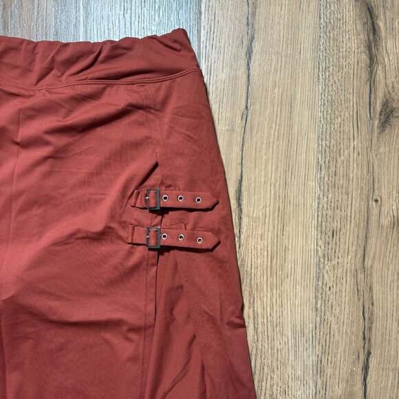 Halara High Waisted Decorative Buckle Split 2-in-1 Maxi Skirt Brown Size XL Reg - Picture 3 of 5